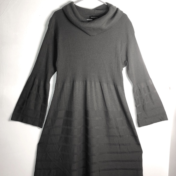 Ashley Stewart Dresses & Skirts - Long Bell Sleeve Knit Turtleneck Sweater Dress
